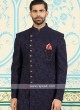 Brocade silk indo-western in navy blue